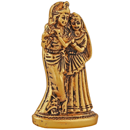 Estele Gold -Polished Devotional Shree Radha Krishna Idol for Home/Car Decor