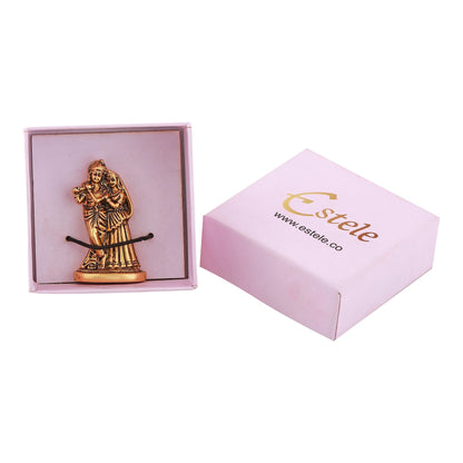 Estele Gold -Polished Devotional Shree Radha Krishna Idol for Home/Car Decor