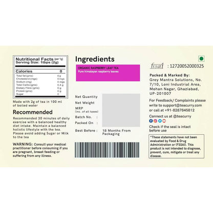 Teacurry Organic Raspberry Tea Bags - Drmedicart