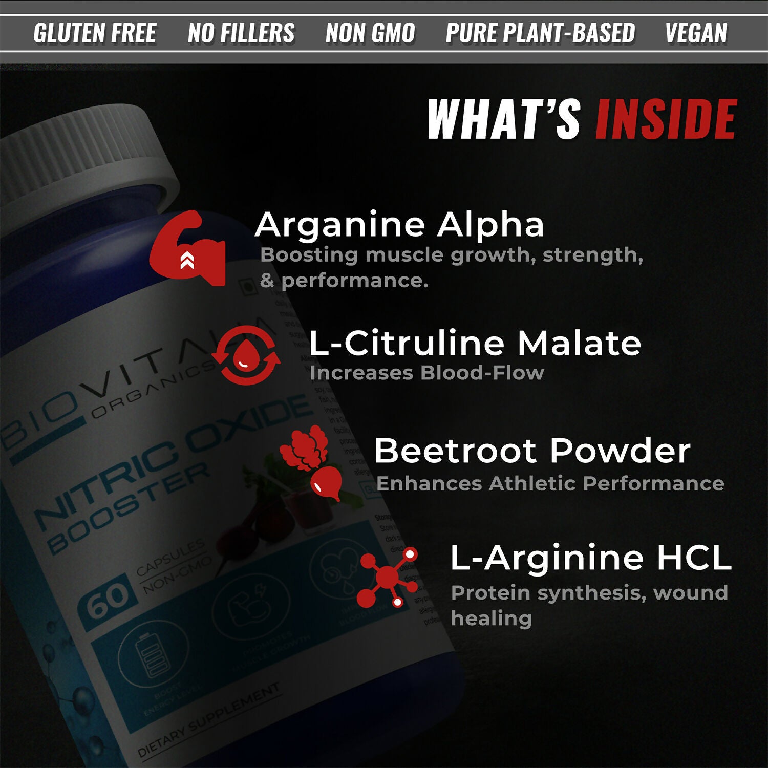 Biovitalia Organics Nitric Oxide Capsule L-Arginine