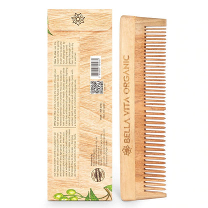 Bella Vita Organic Dual Teeth Wooden Neem Comb
