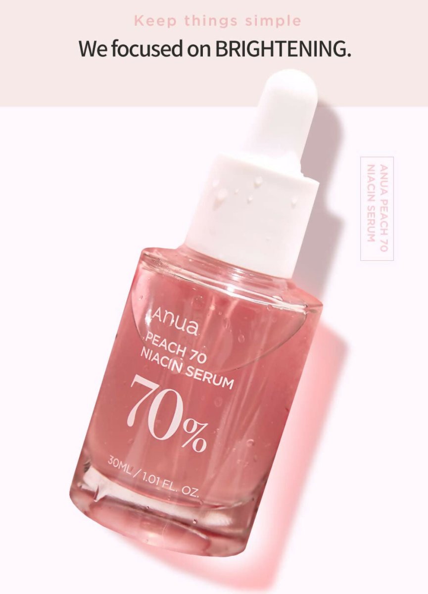 Anua Peach 70% Niacinamide Serum Brightening Hydrating Face Serum, Reducing Melanine Daily Clean Beauty - Korean Skincare
