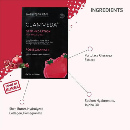 Glamveda Pomegranate Sheet Mask- Brightening & Radiance