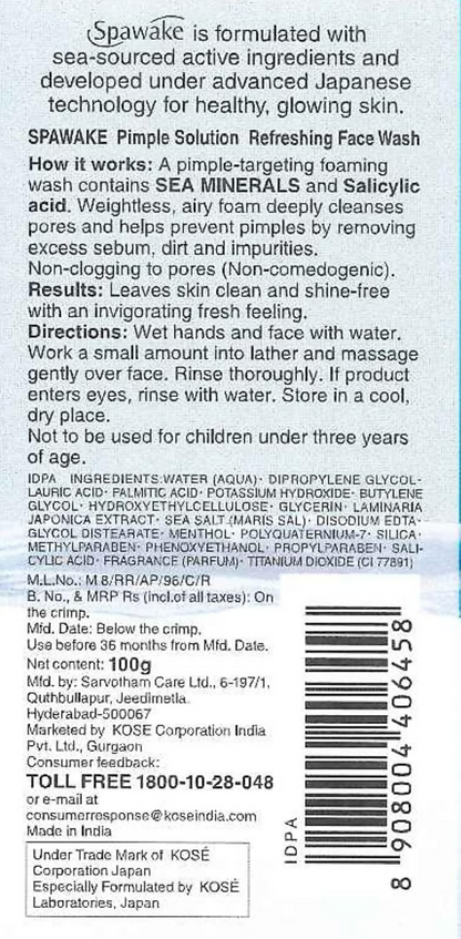Spawake Anti Acne Care Pimple Solution Refreshing Face Wash