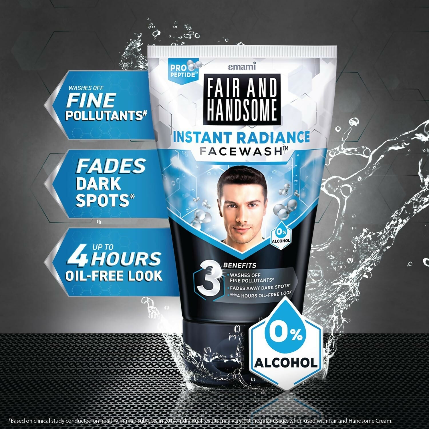 Fair and Handsome Instant Radiance Face Wash Pro-Peptide, Instant Radiance, Washes of Fine Pollutants