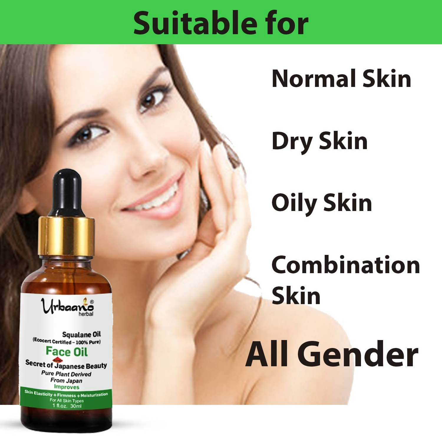Urbaano Herbal Olive Squalane - 100% Pure Natural Plant-Derived Japanese Oil