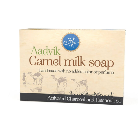 Buy Aadvik Camel Milk Soap With Activated Charcoal And Patchouli Oil from DrMediCart, Ship from India to USA