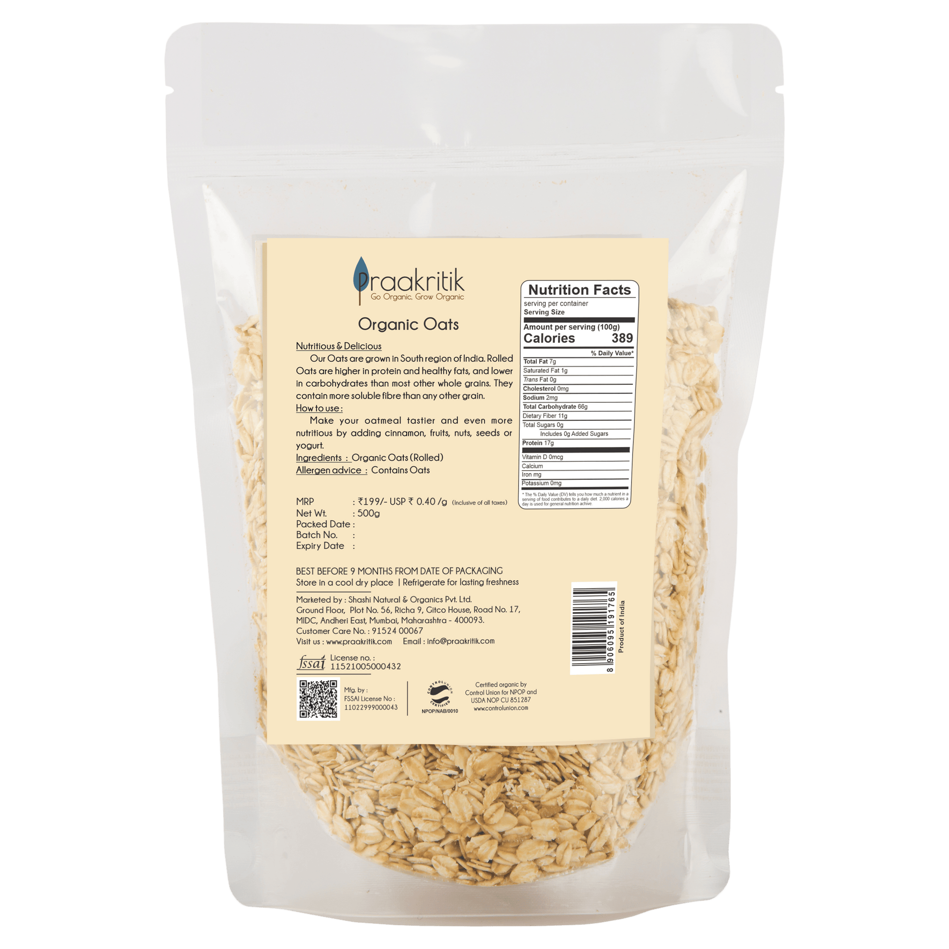Praakritik Organic Rolled Oats