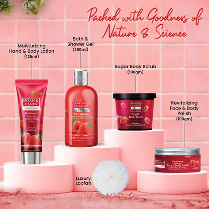 Bryan & Candy Strawberry Bath Tub Kit Gift Set For Women & Men