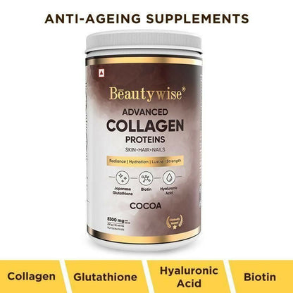 Buy Beautywise Advanced Marine Collagen Anti-Aging Powder - Glutathione, HA & Biotin - Cocoa from DrMediCart, Ship from India to USA