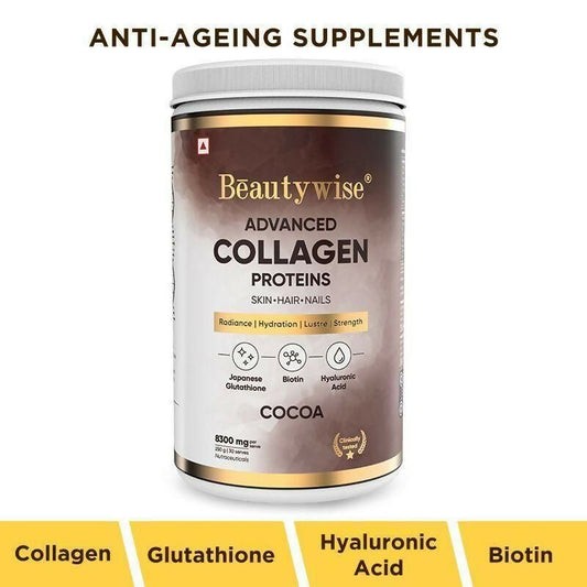 Buy Beautywise Advanced Marine Collagen Anti-Aging Powder - Glutathione, HA & Biotin - Cocoa from DrMediCart, Ship from India to USA