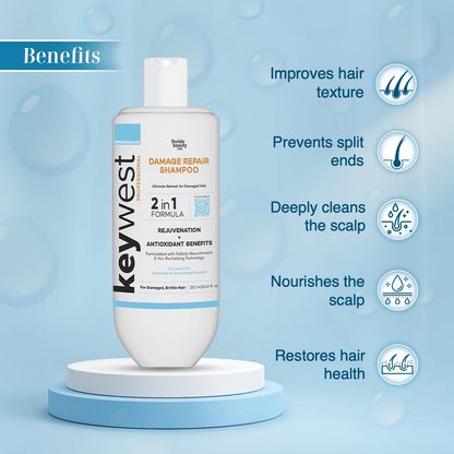 Keywest Damage Repair Shampoo 2in1 Formula Rejuvenation + Antioxidant