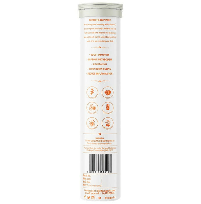 Zingavita Vitamin C Effervescent Tablets for Stronger Immunity - Orange Flavor - Drmedicart