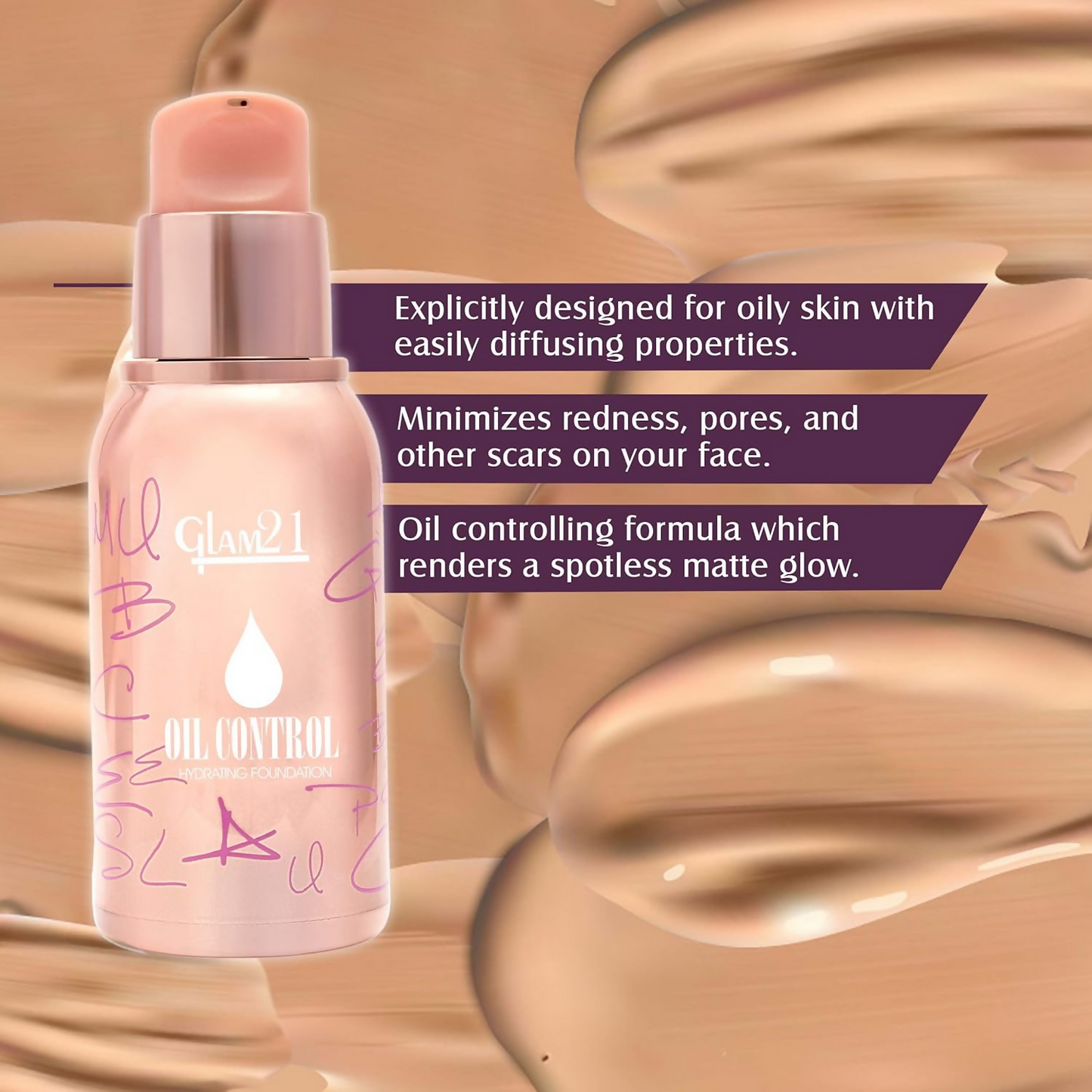 Glam21 Oil Control Hydrating Foundation - 01 Soft Sand