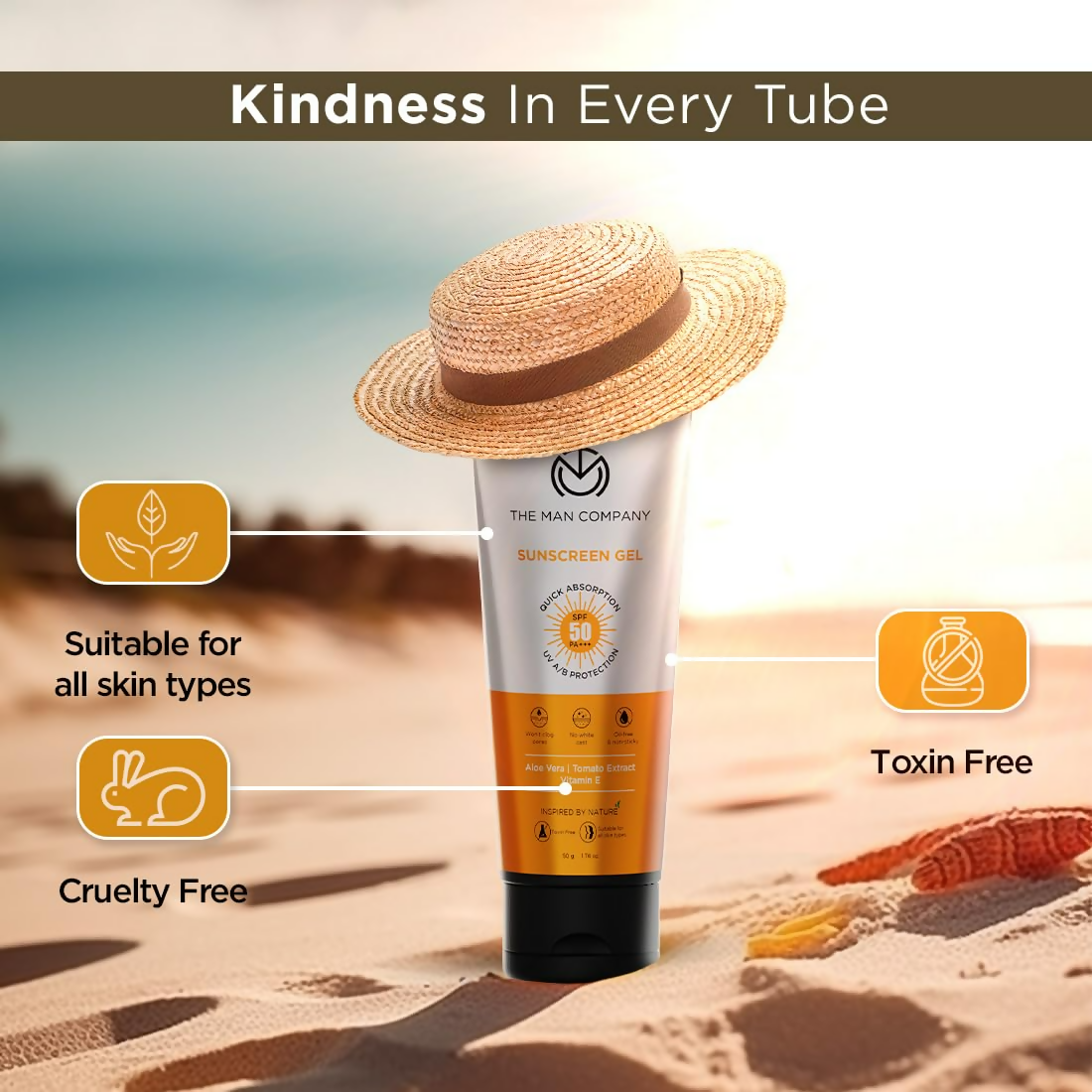The Man Company Oil-Free Sunscreen Gel SPF 50 PA+++ For Men