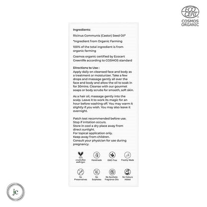 Juicy Chemistry Pure & Organic Castor Cold Pressed Carrier Oil
