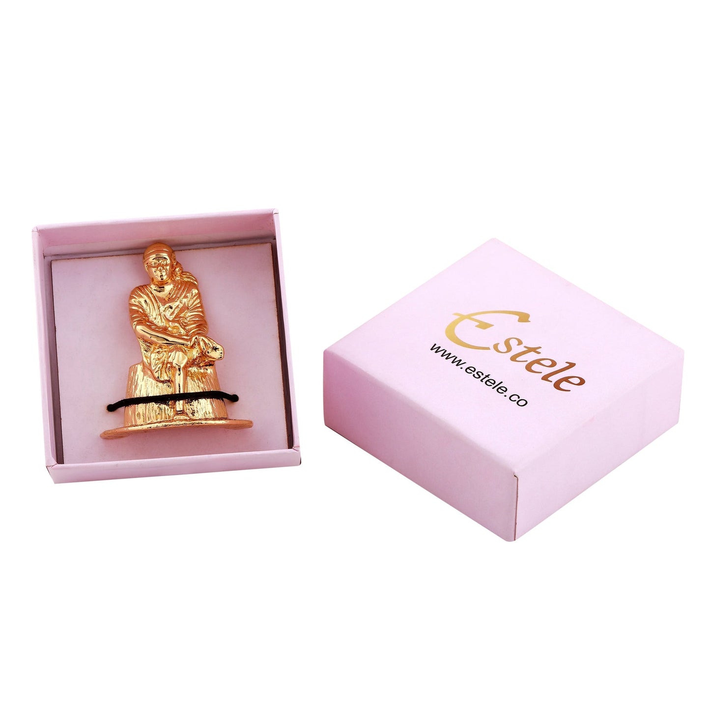 Estele Gold -Polished Divine Sirdi Sai Baba Idol with Sitting Position for Pooja/Gifts/Car decor