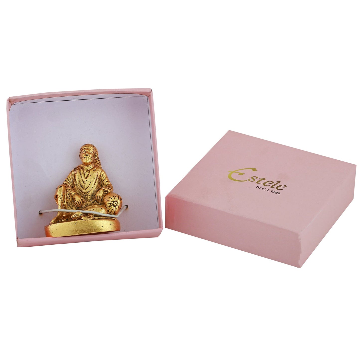 Estele God-Plated Sirdi Wale Sai Baba Idol for Home/Car decor
