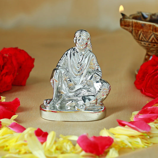 Buy Estele Rhodium Plated Sirdi Wale Sai Baba Idol for Home/Car decor