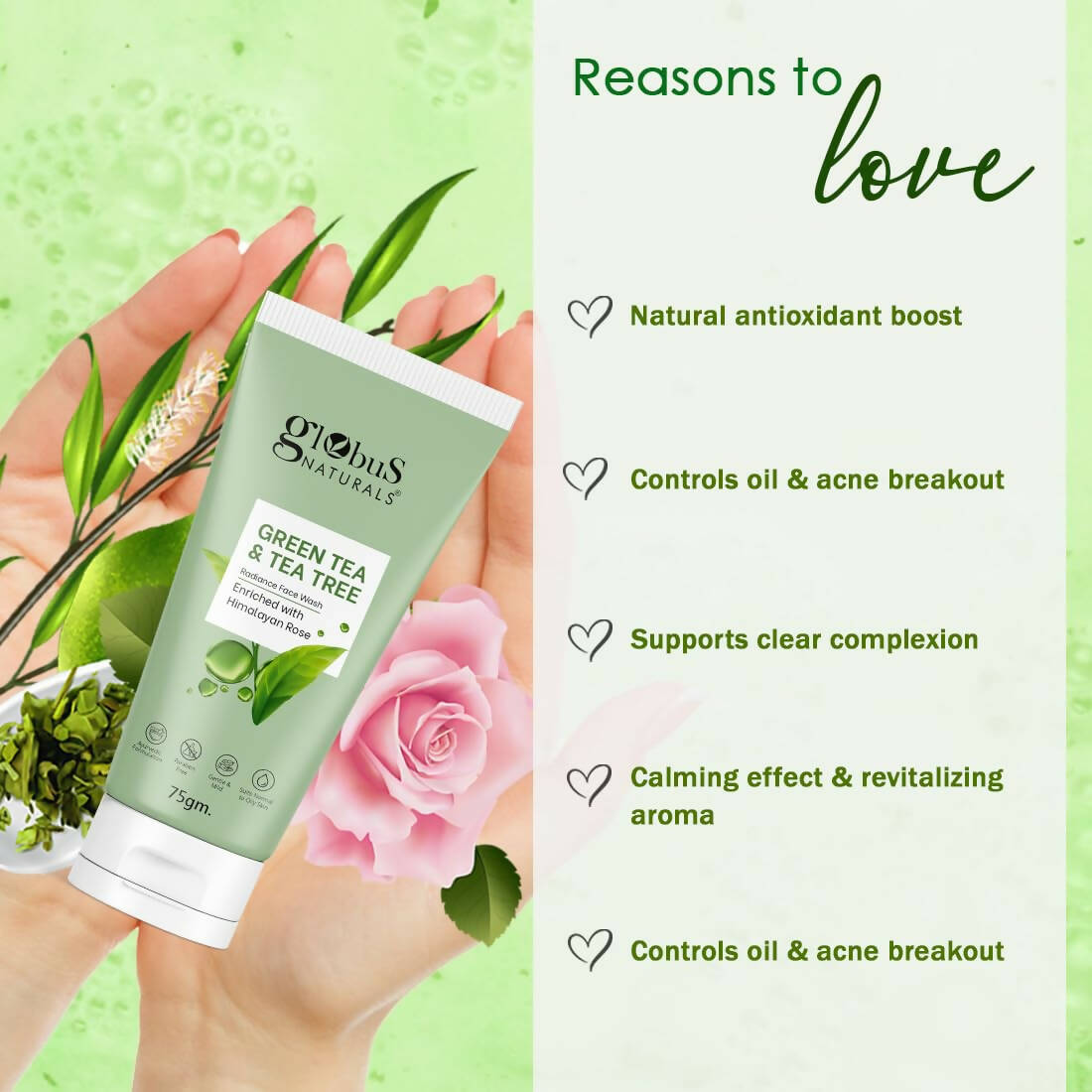 Globus Naturals Green Tea & Tea Tree Radiance Face Wash - DrMediCart