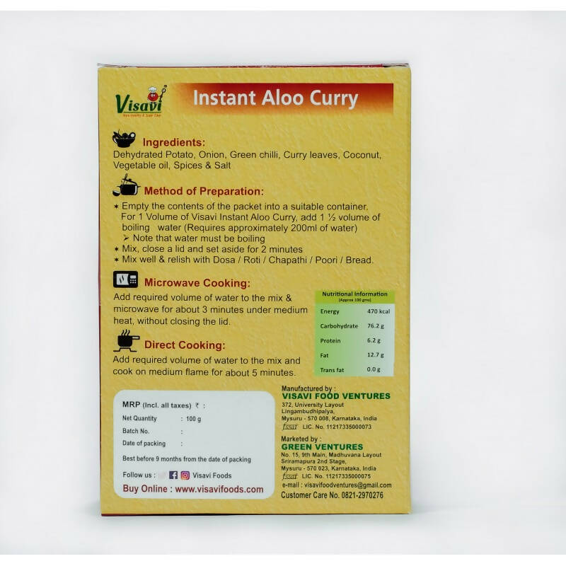 Visavi Instant Aloo Curry (Palya)