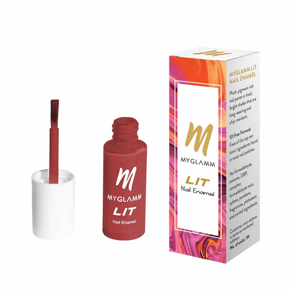 Myglamm LIT Nail Enamel - Rad - Crimson Red Shade (7 Ml) - DrMediCart