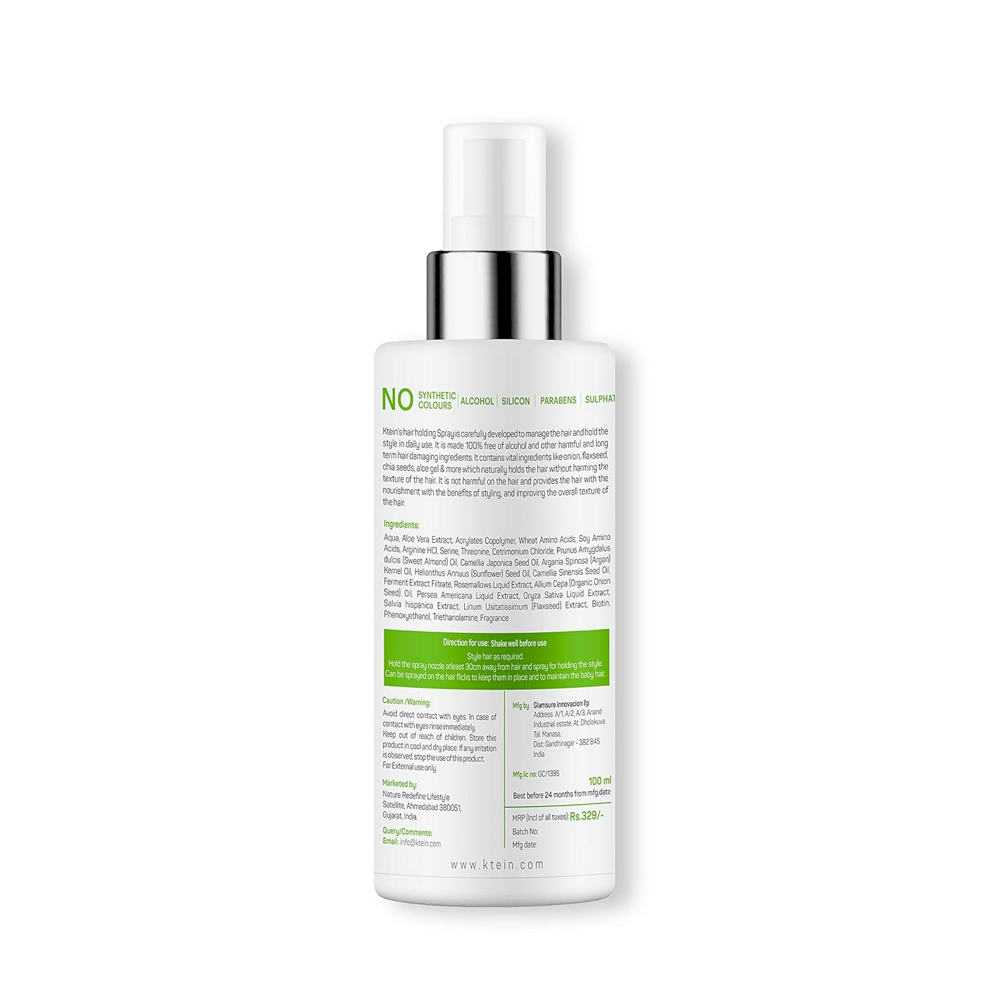 Ktein Natural Hair Holding Spray Without Alcohol