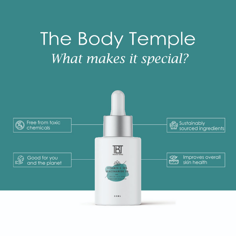 The Body Temple Vitamin C 10% + Niacinamide 5% Face Serum