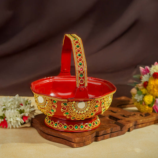 Buy Sri Rudra Decorative Steel Pooja Basket (SR 00717)