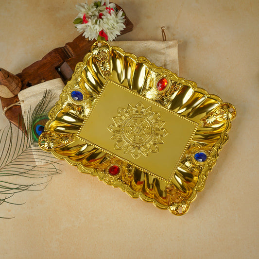 Buy Sri Rudra Gold Tray 12X10 (SR 01956)