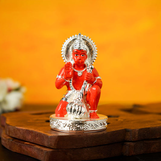 Buy Sri Rudra Hanuman Silver Plated Orange 3 Inch SR03193