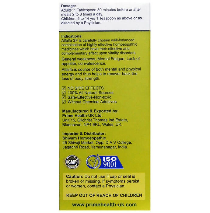 Prime Health Uk Alfalfa SF Tonic