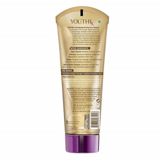 Buy Lotus Herbals Youth RX Gineplex Youth Compound Anti Ageing Firming Face Masque from DrMediCart, Ship from India to USA