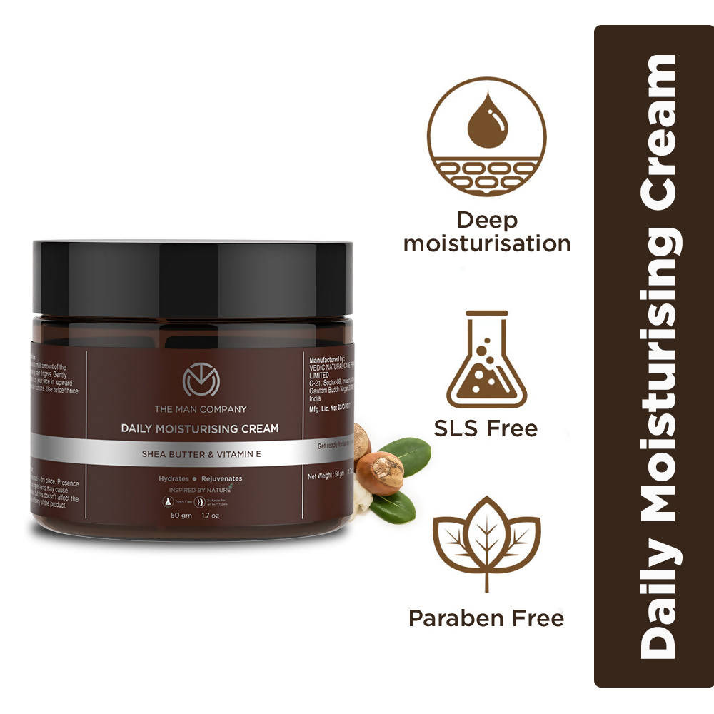 The Man Company Daily Moisturizing Face Cream with Shea Butter, Vitamin E & Coco Butter