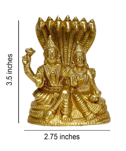 P.J.Handicrafts Brass Metal Statue Of Vishnu Ji With Laxmi