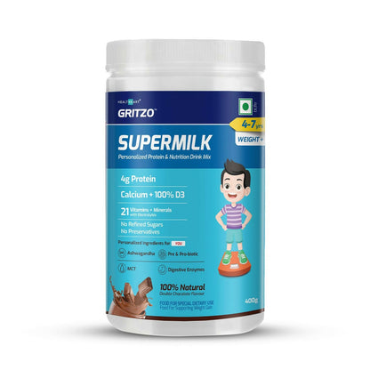 Gritzo Supermilk Weight+ For 4-7Y Boys - Double Chocolate Flavor