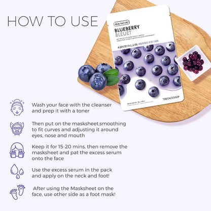 The Face Shop Real Nature Blueberry Face Mask - Korean Skincare
