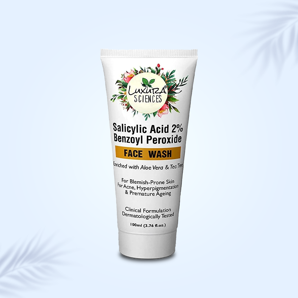 Luxura Sciences Salicylic Acid 2% Face Wash with Niacinamide, Benzoyl Peroxide, Aloe Vera & Tea Tree