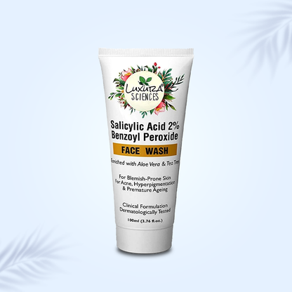 Luxura Sciences Salicylic Acid 2% Face Wash with Niacinamide, Benzoyl Peroxide, Aloe Vera & Tea Tree