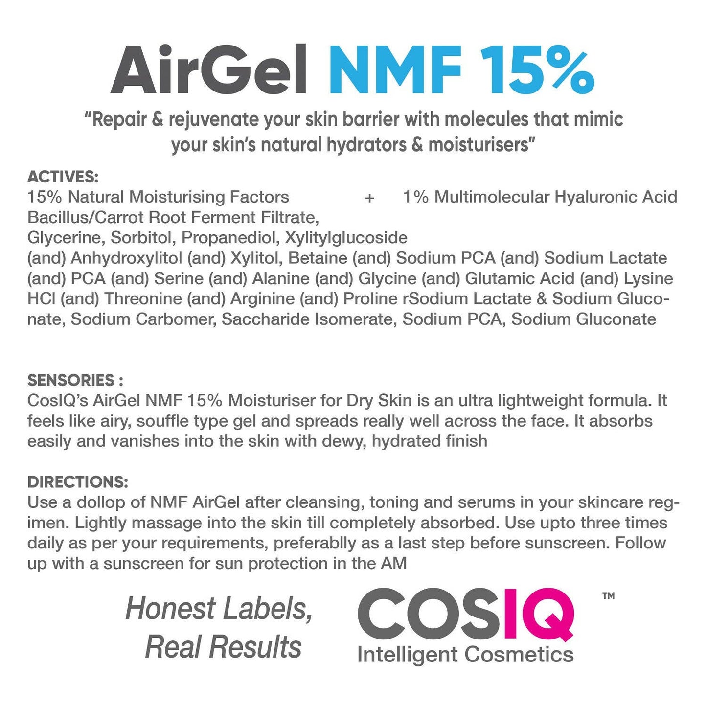 Cos-IQ AirGel NMF 15% for Dry to Normal Skin Moisturizer