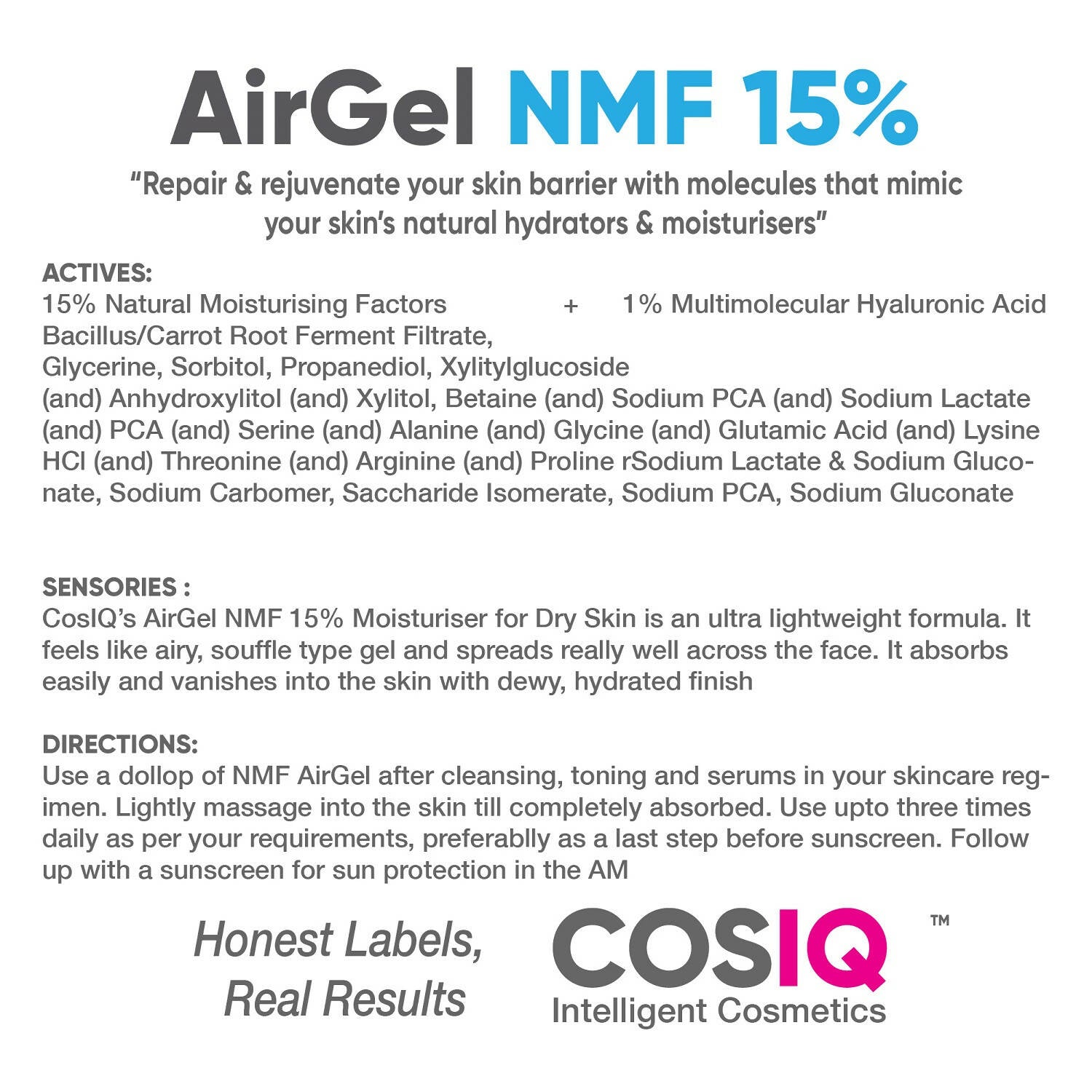Cos-IQ AirGel NMF 15% for Dry to Normal Skin Moisturizer