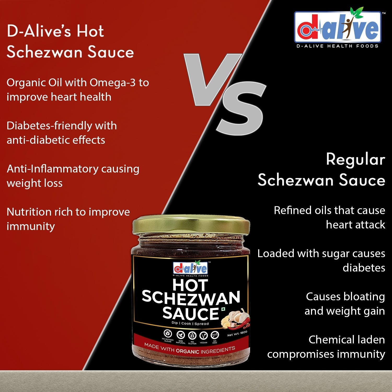 D-Alive Hot Schezwan Sauce - Drmedicart