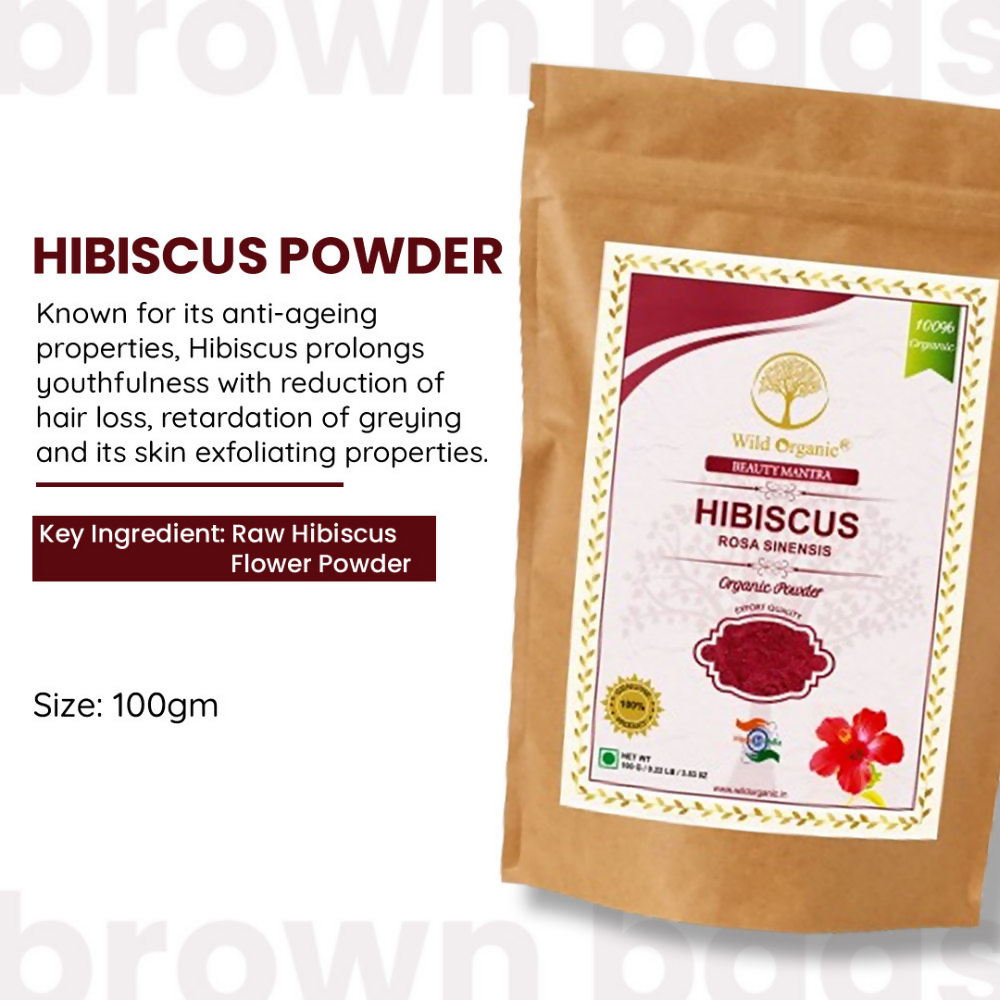 Wild Organic Hibiscus Flower Powder For Skin And Hair Care
