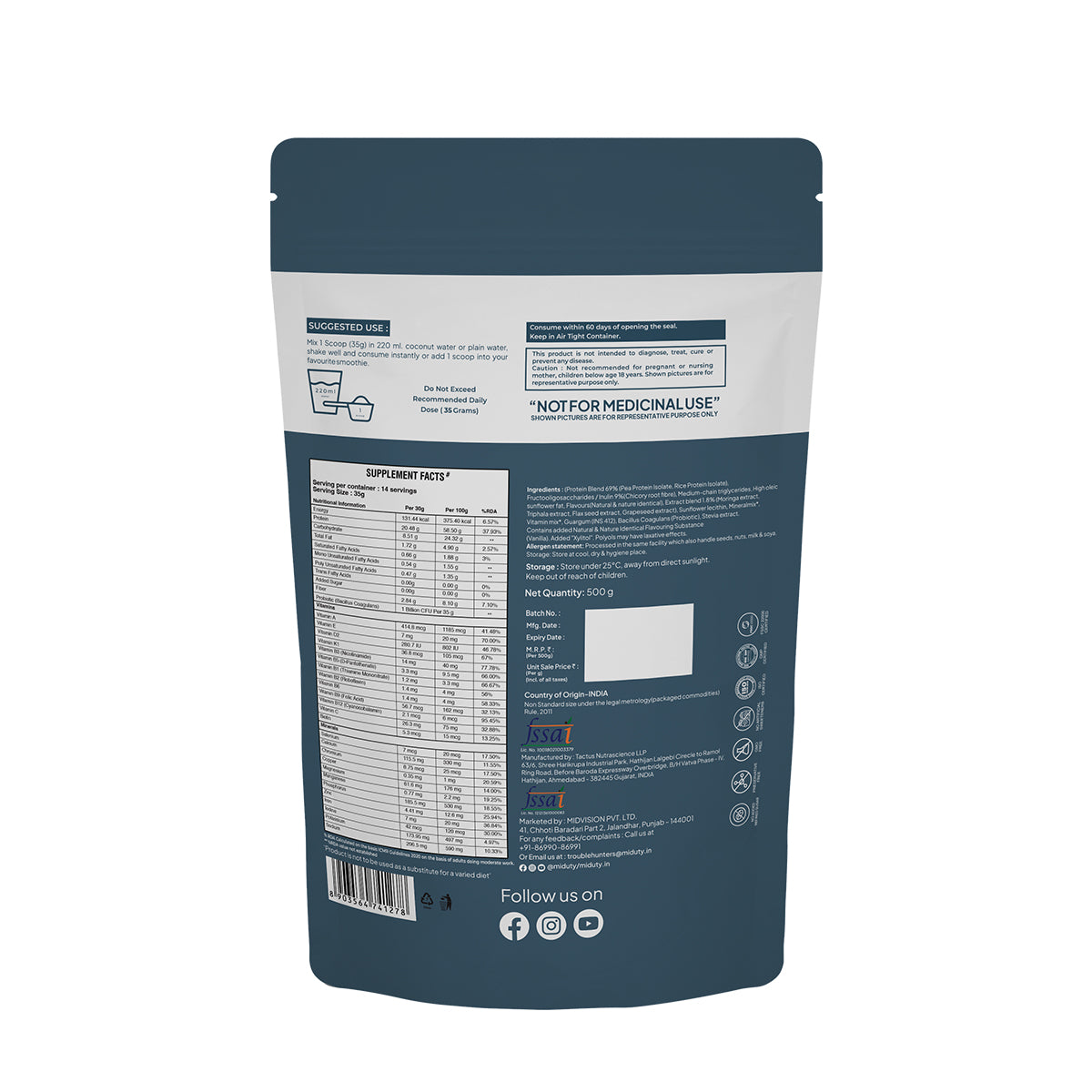 Miduty by Palak Notes Shapeme Up Plant Protein Powder
