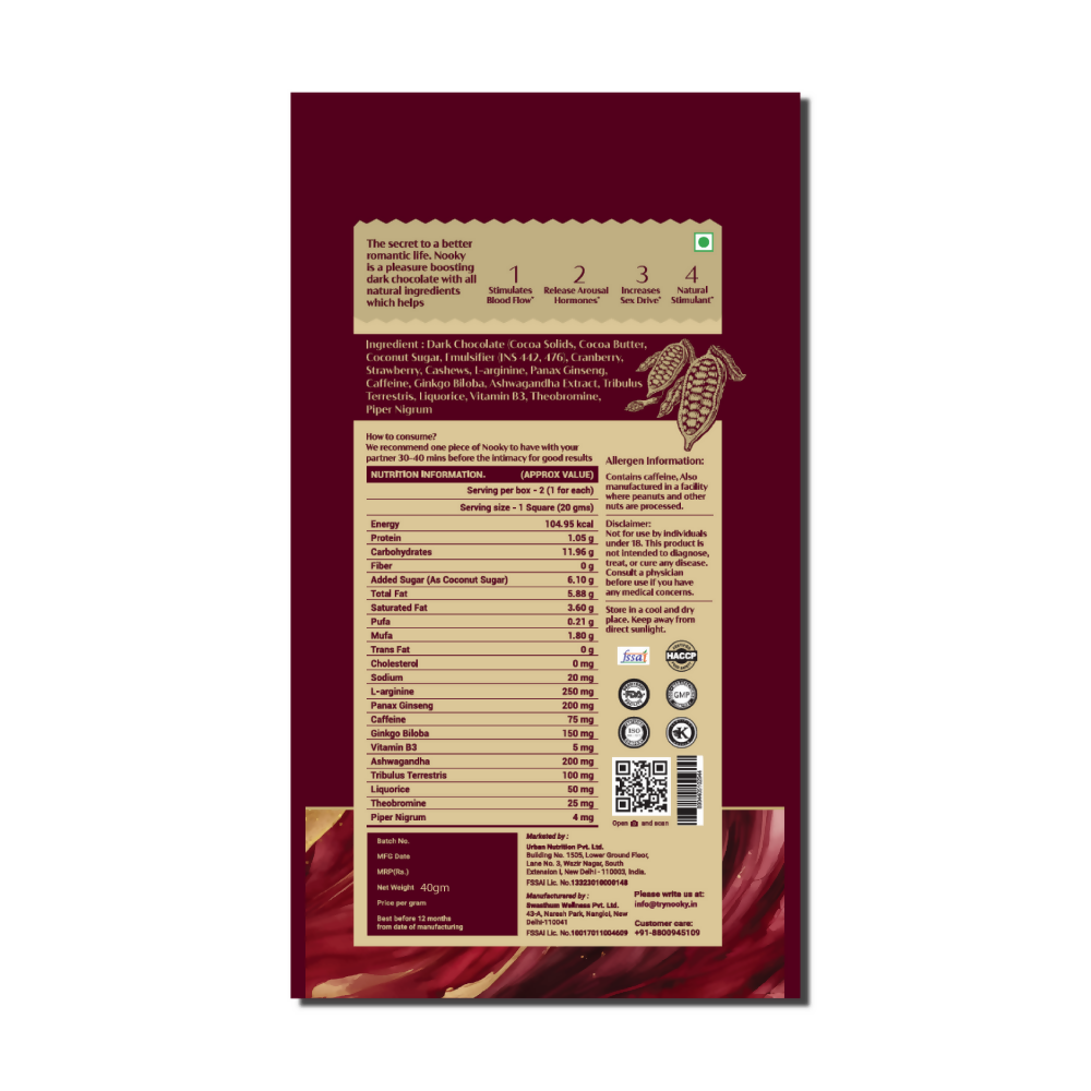 Nooky Mood Enhancing Chocolate For Men & Women