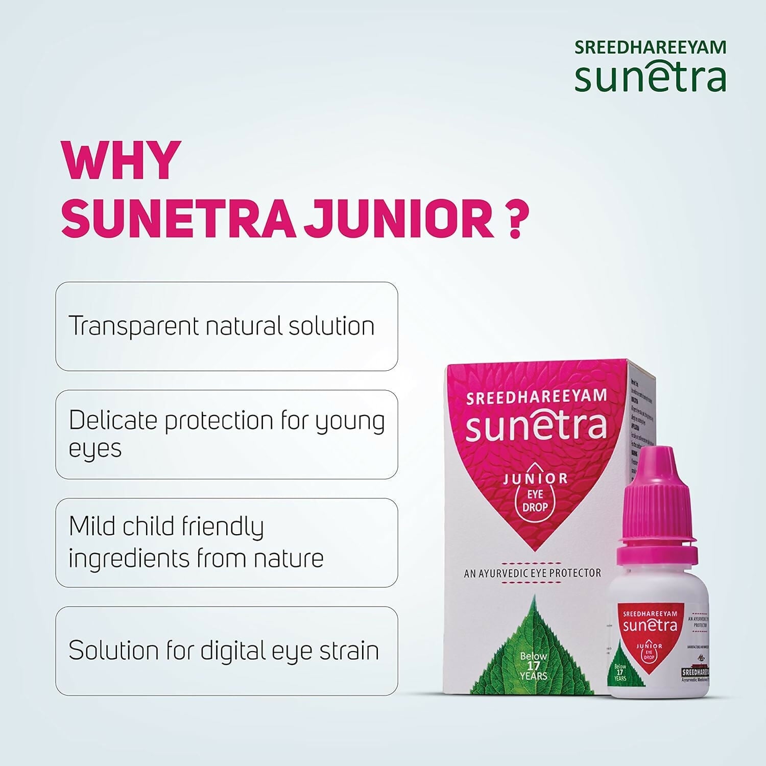 Sreedhareeyam Ayurveda Sunetra Junior Herbal Eye Drop (Below 17 yrs of age)
