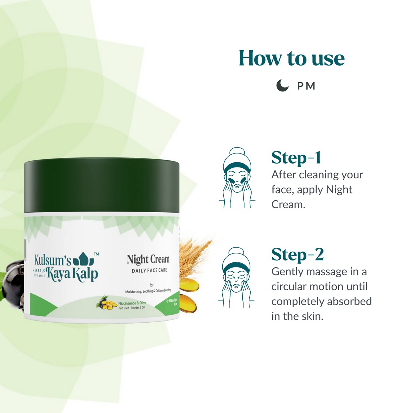Kulsum's Kaya Kalp Night Cream For Skin Moisturization, Soothing & Collagen Boosting
