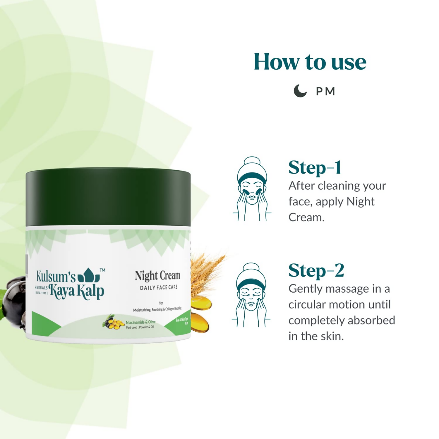 Kulsum's Kaya Kalp Night Cream For Skin Moisturization, Soothing & Collagen Boosting