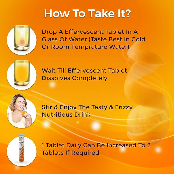 HealthAid Vitamin C 1000mg Orange Flavour with Zinc Effervescent Tablets