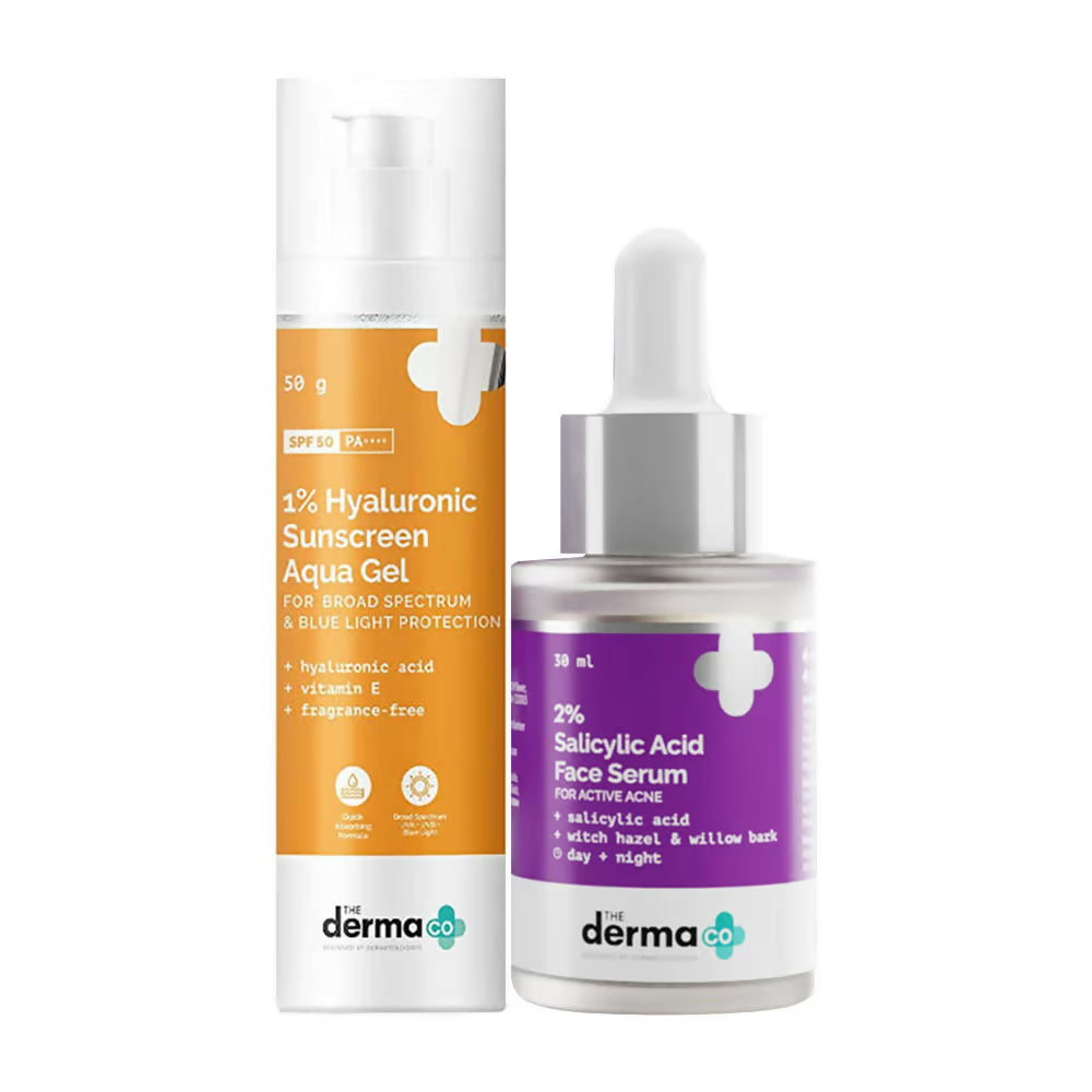 The Derma Co 1% Hyaluronic Sunscreen & 2% Salicylic Face Serum Combo